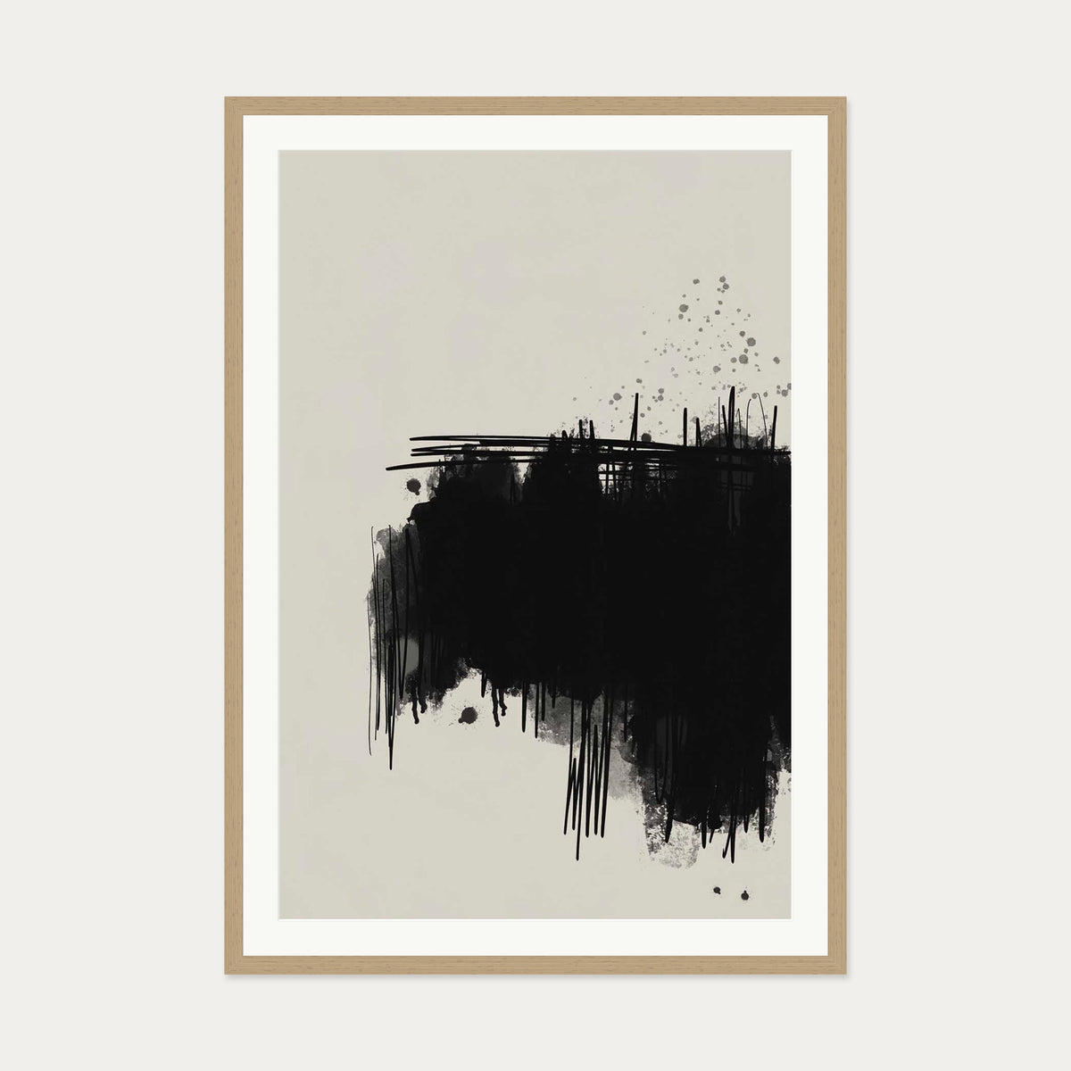 Graffiti Cloud Art Print — 70 x 100 cm — Oak Frame