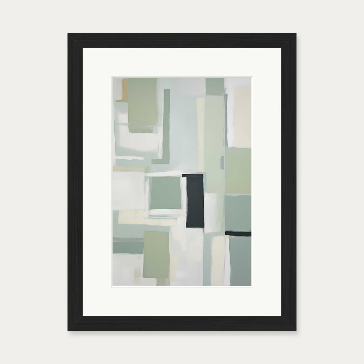 Green Abstract Art Print — 30 x 40 cm — Black Frame