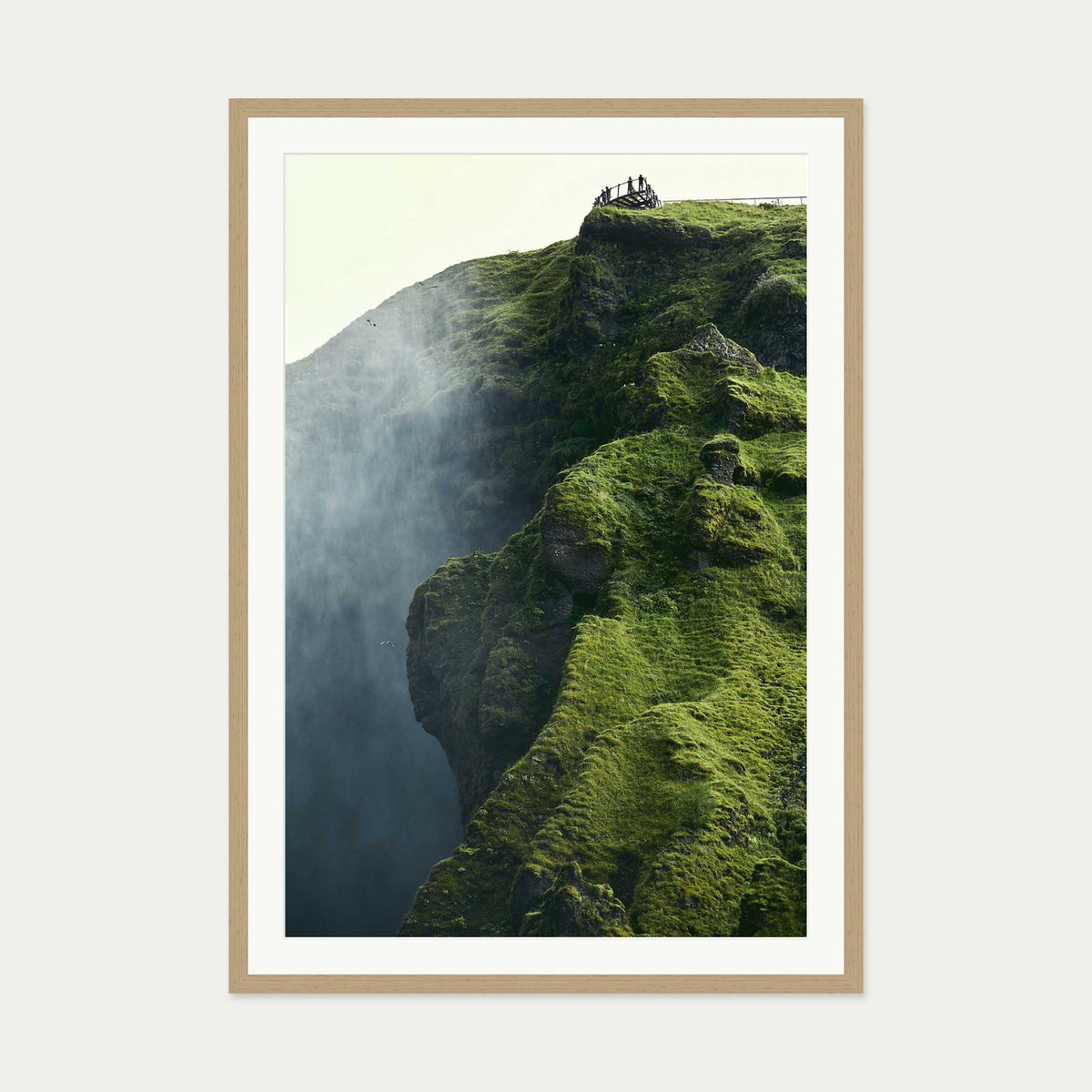 Green Climb Wall Art Print — 70 x 100 cm — Oak Frame