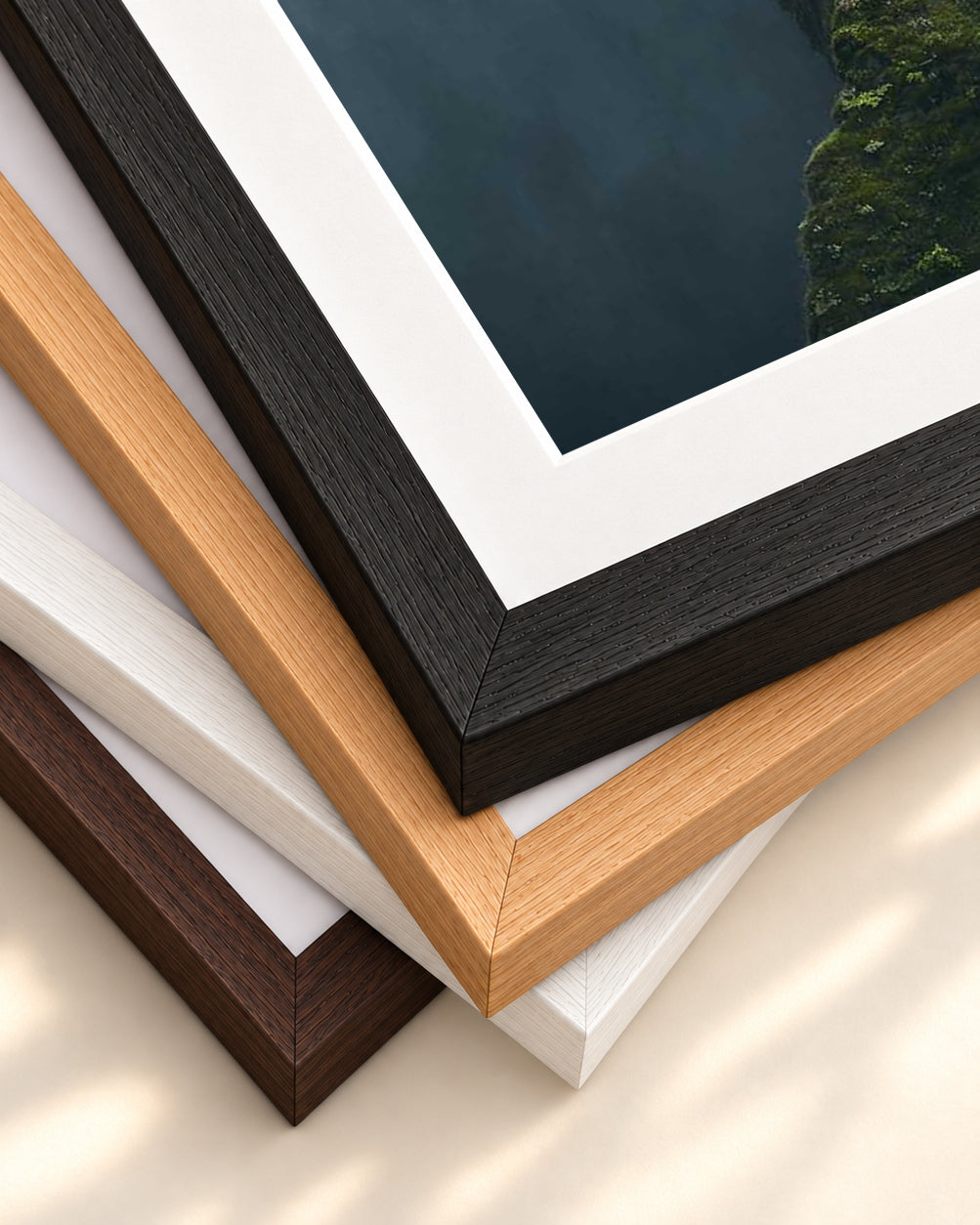 Green Climb Wall Art Print — framed print corner with 5 cm mount and bevel