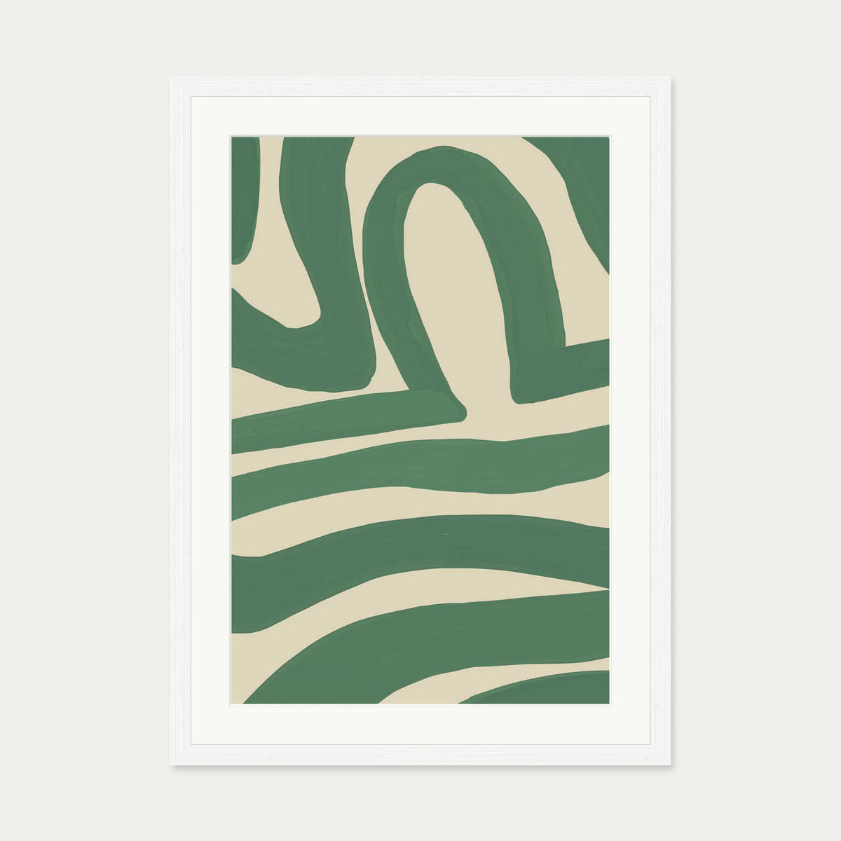 Green Line Art Print — 50 x 70 cm — White Frame