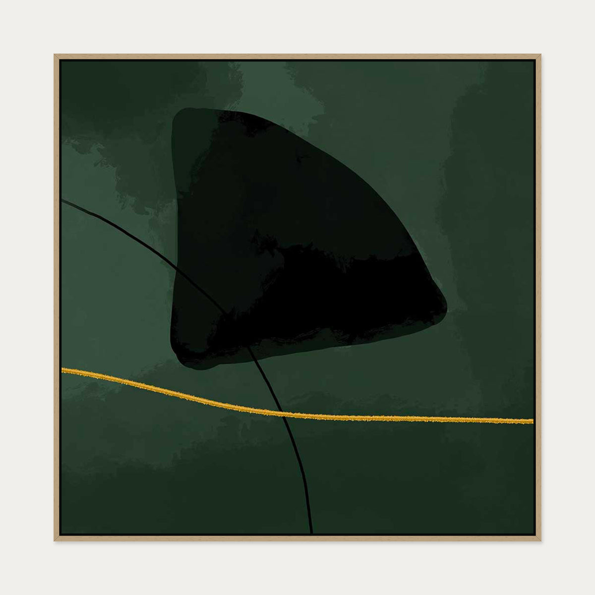 Green Velvet Canvas Art — 100 x 100 cm — Oak Frame
