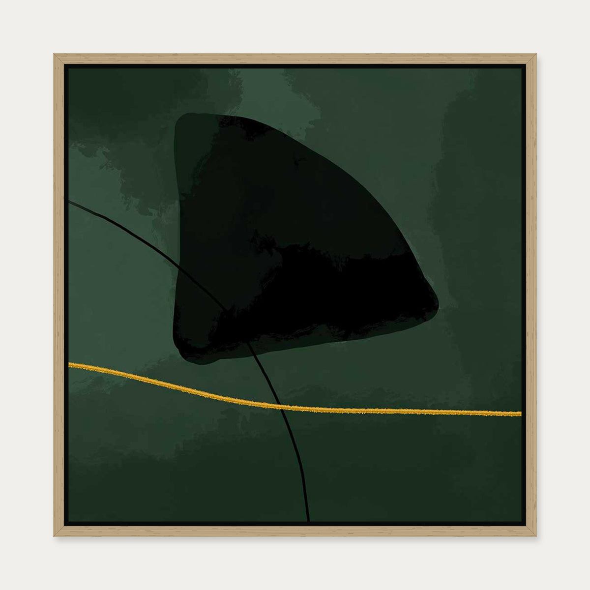 Green Velvet Canvas Art — 50 x 50 cm — Oak Frame