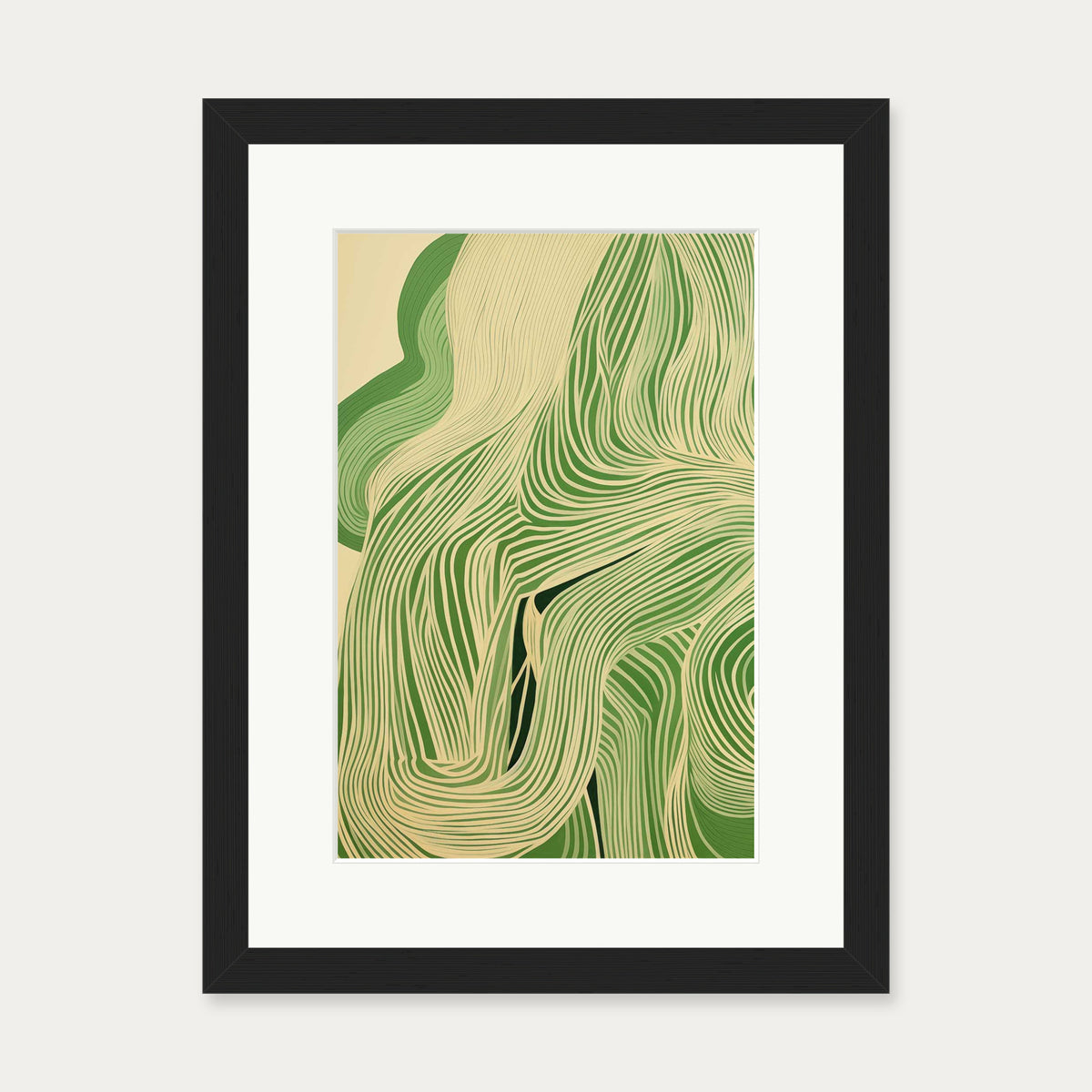 Green Wave II Art Print — 30 x 40 cm — Black Frame