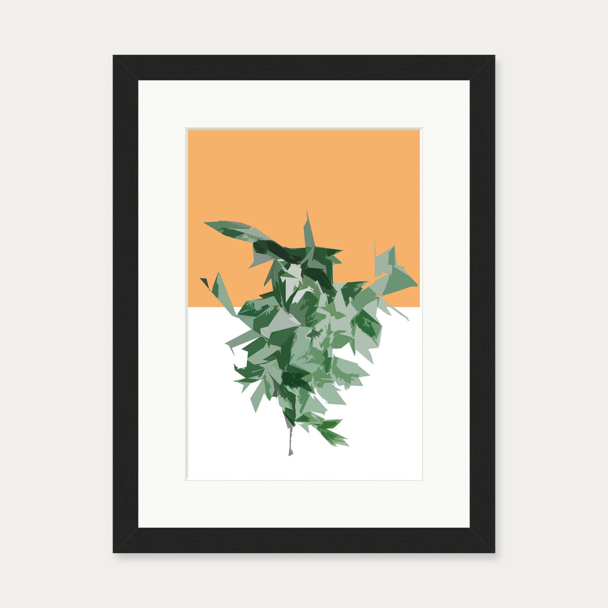 Green White Orange Art Print — 30 x 40 cm — Black Frame
