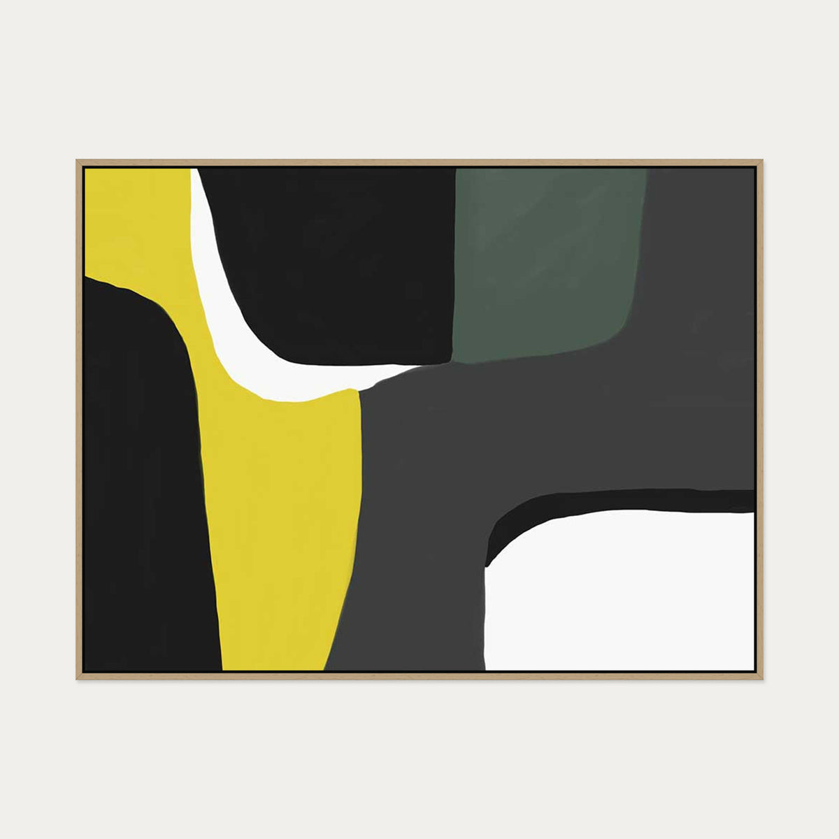Grey Abstract Design Canvas Art — 90 x 120 cm — Oak Frame