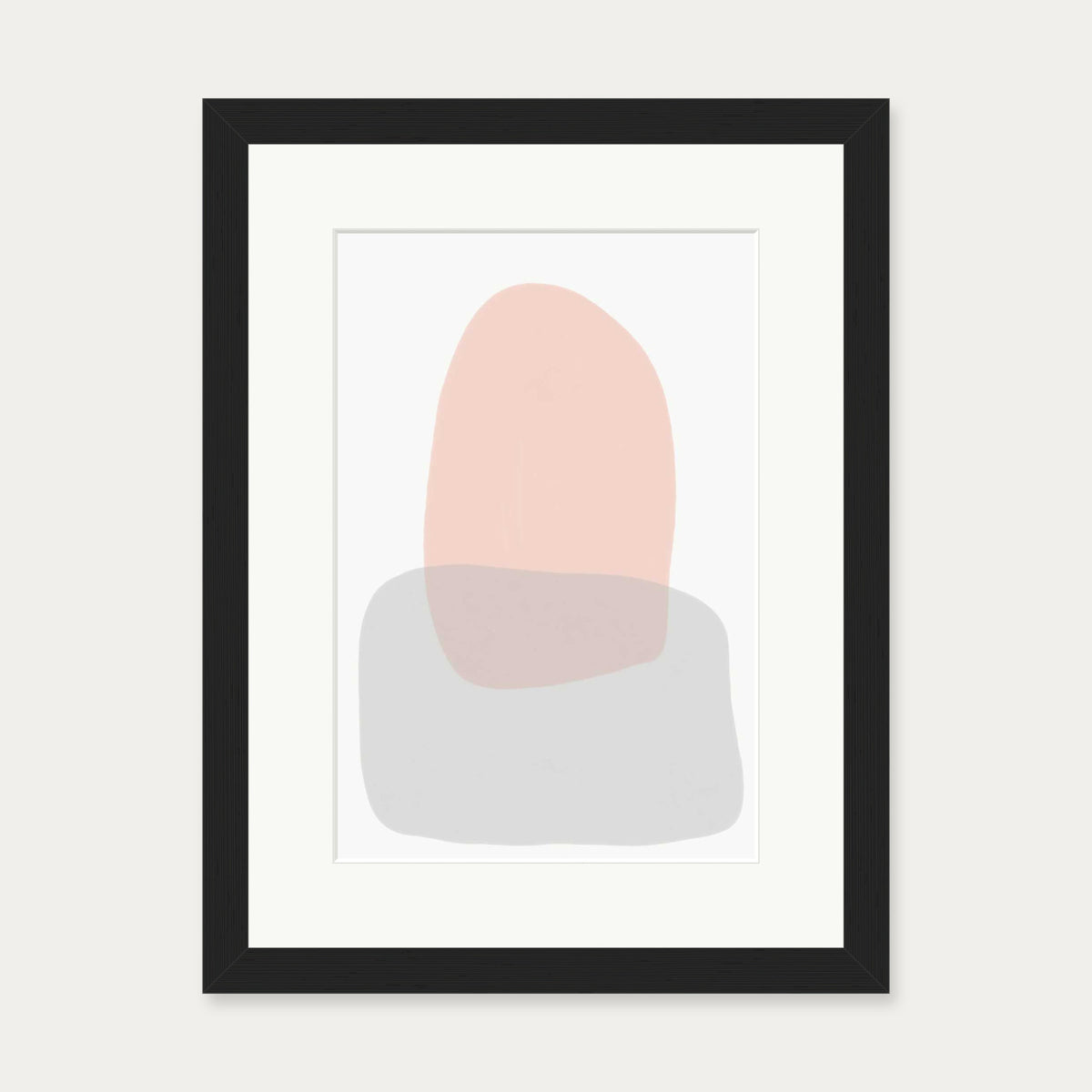 Grey On Blush Shapes Art Print — 30 x 40 cm — Black Frame