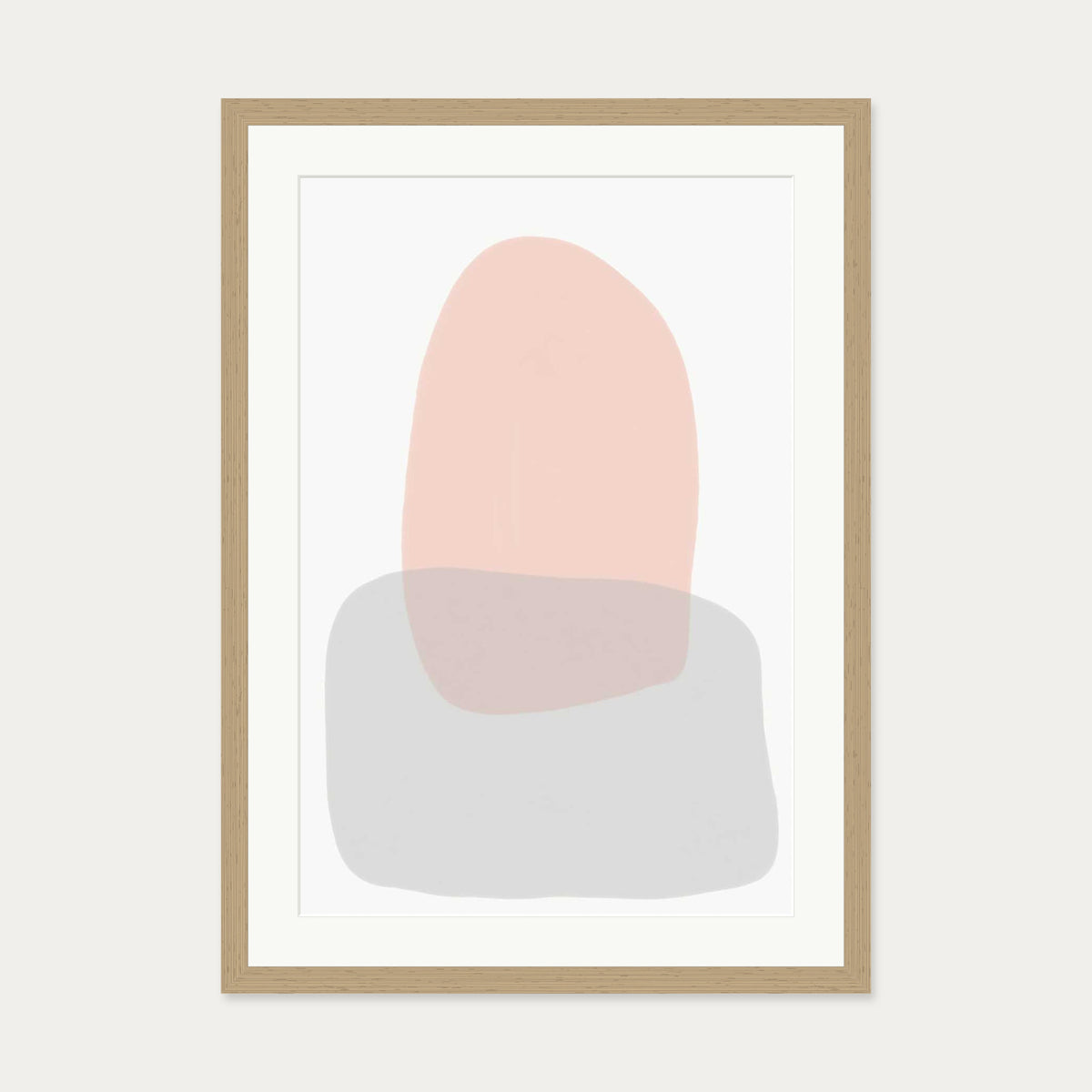 Grey On Blush Shapes Art Print — 50 x 70 cm — Oak Frame