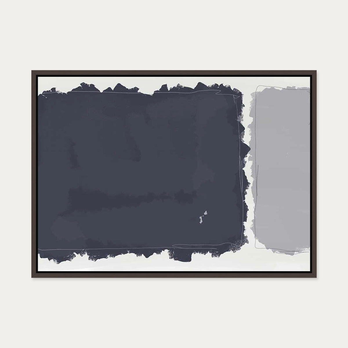 Grey Rothko Illustrations Canvas Art — 50 x 70 cm — Brown Frame