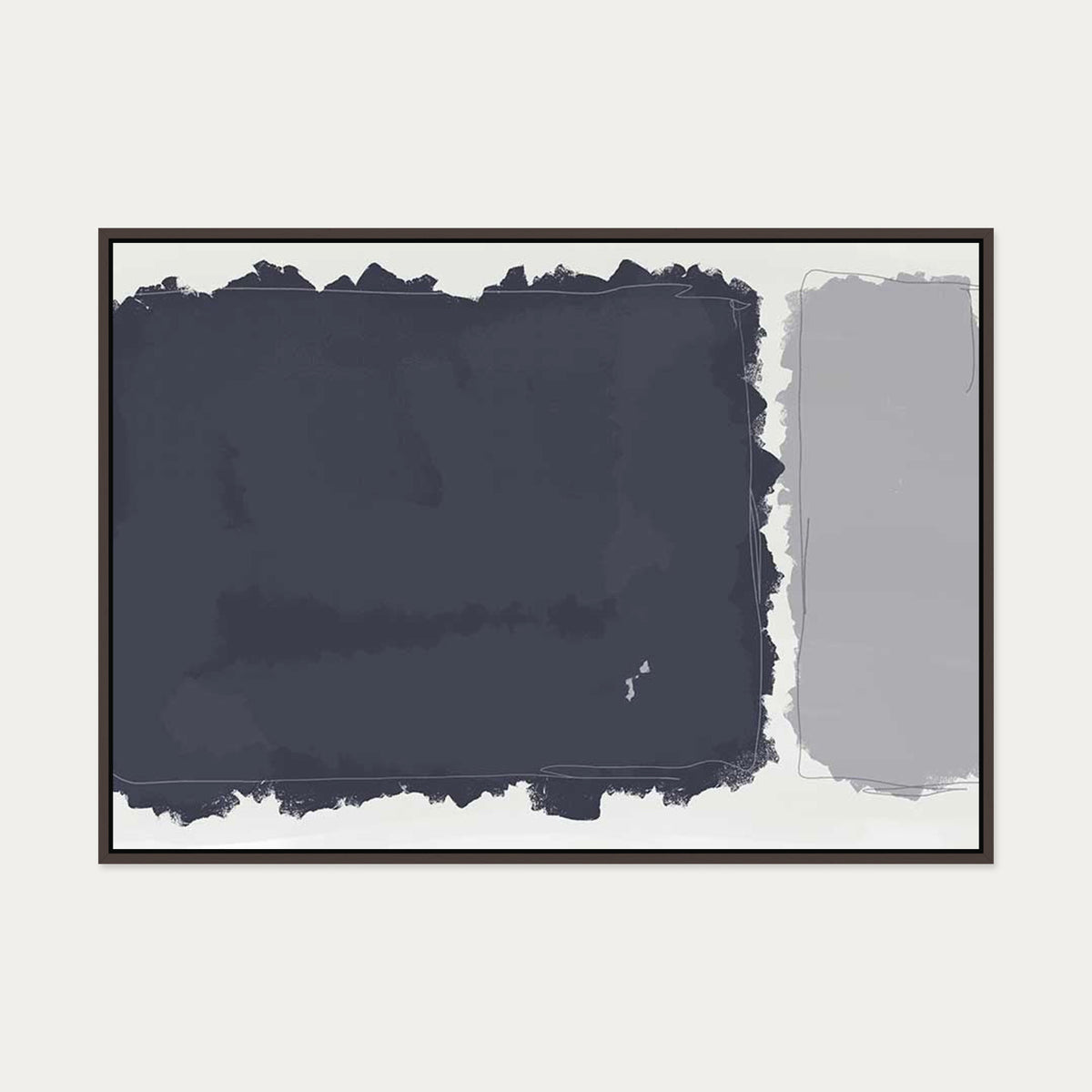 Grey Rothko Illustrations Canvas Art — 70 x 100 cm — Brown Frame