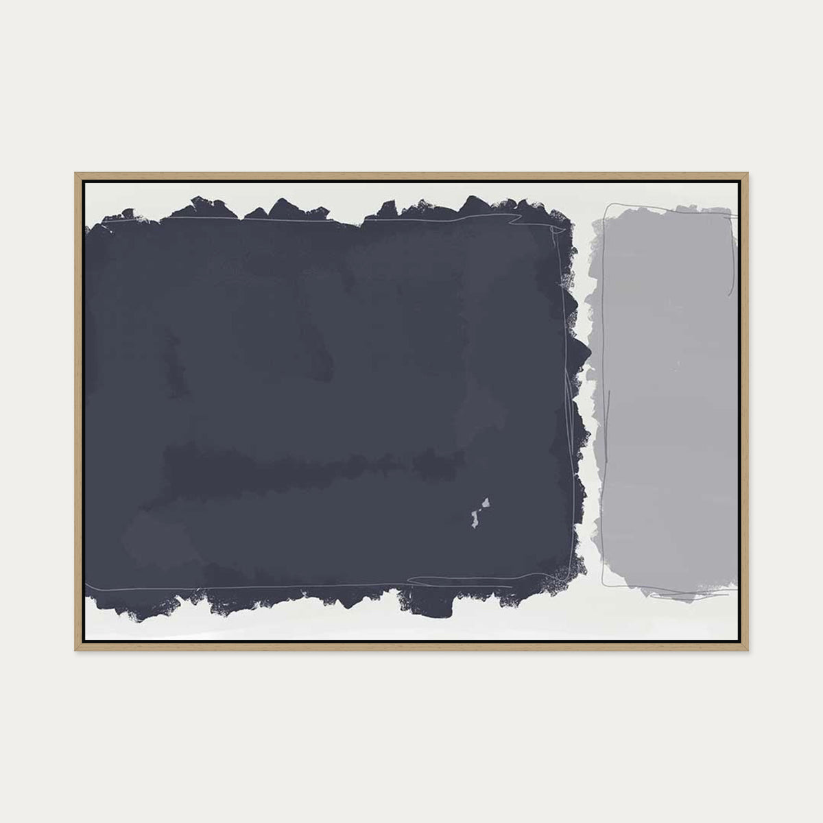 Grey Rothko Illustrations Canvas Art — 70 x 100 cm — Oak Frame