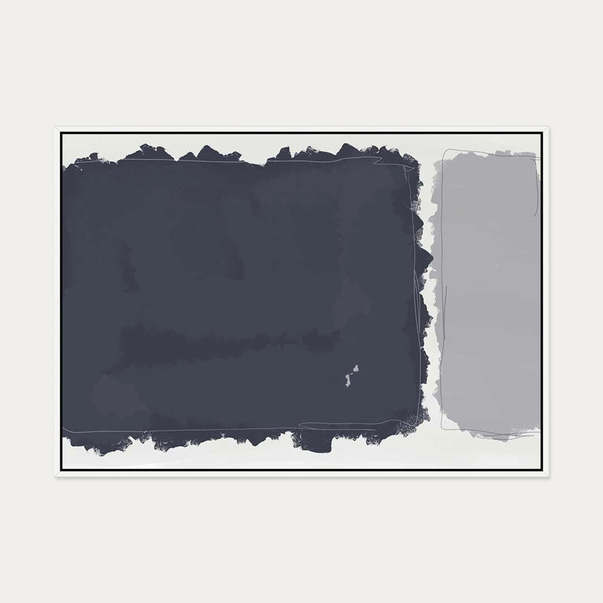 Grey Rothko Illustrations Canvas Art — 70 x 100 cm — White Frame