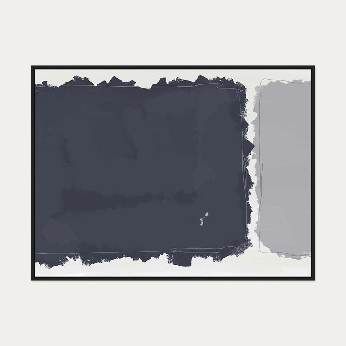 Grey Rothko Illustrations Canvas Art — 90 x 120 cm — Black Frame