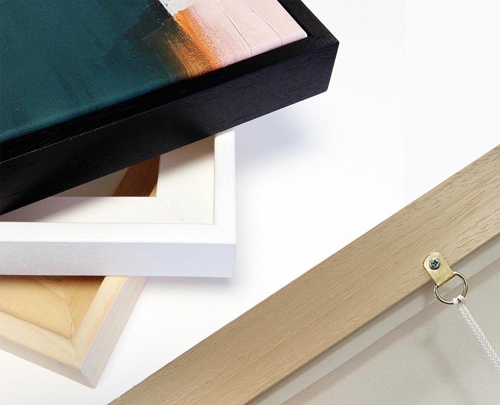 Collection of art frames in various colors on a white background