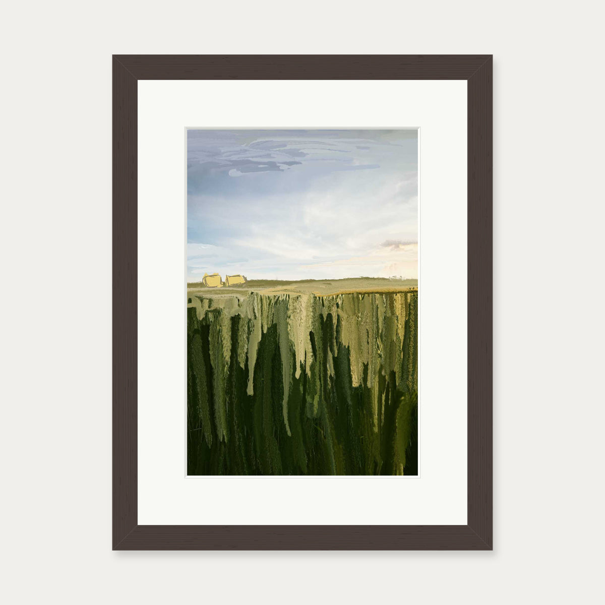 Hay Bales Art Print — 30 x 40 cm — Brown Frame