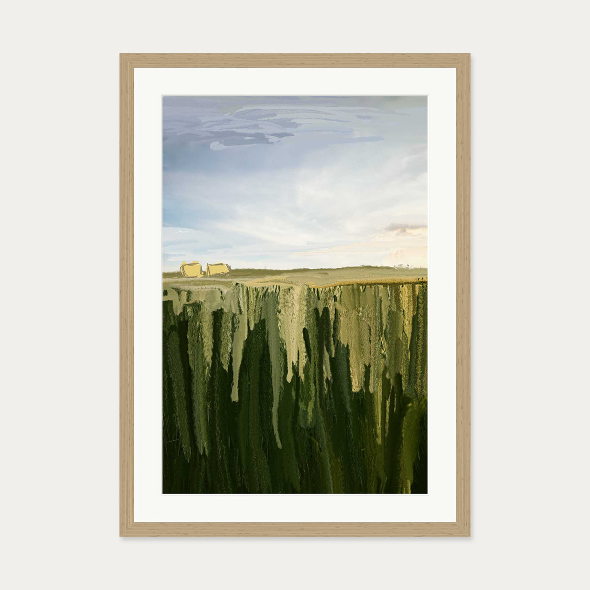 Hay Bales Art Print — 50 x 70 cm — Oak Frame