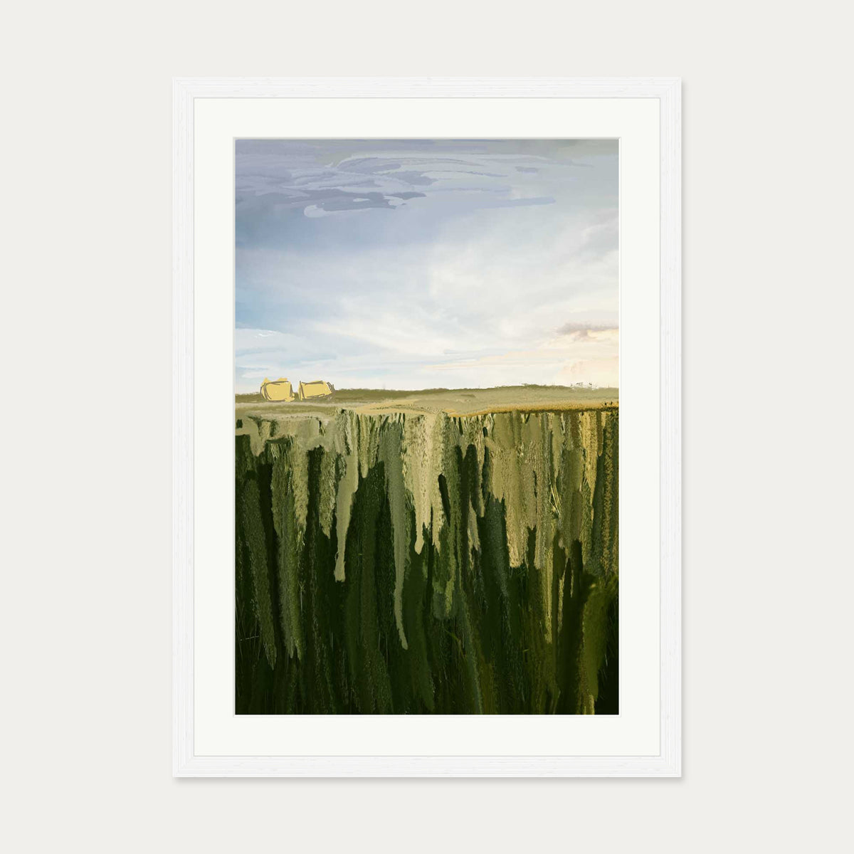 Hay Bales Art Print — 50 x 70 cm — White Frame