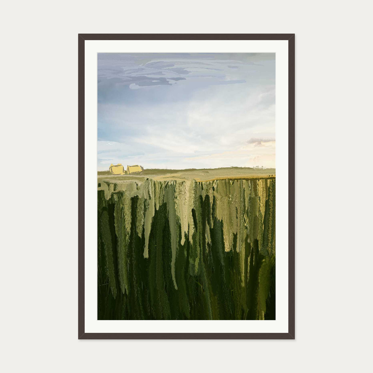 Hay Bales Art Print — 70 x 100 cm — Brown Frame