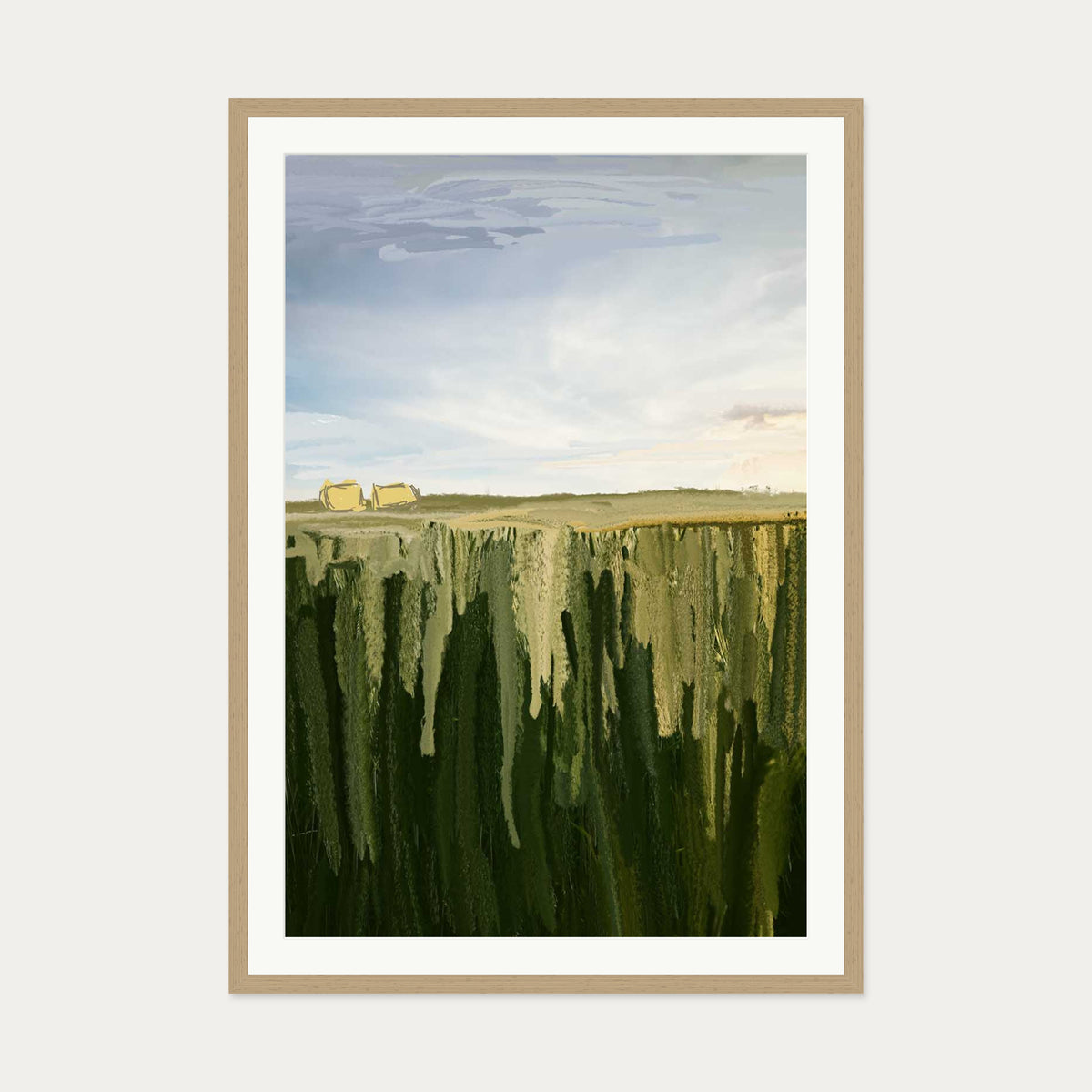 Hay Bales Art Print — 70 x 100 cm — Oak Frame