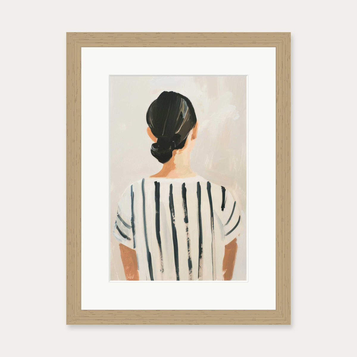 Holding Back Art Print — 30 x 40 cm — Oak Frame