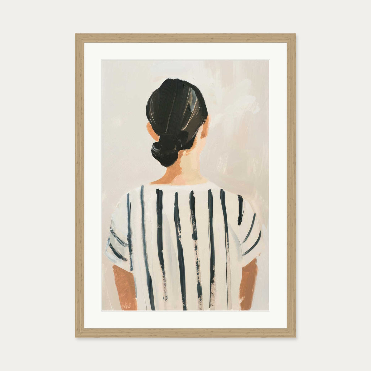 Holding Back Art Print — 50 x 70 cm — Oak Frame