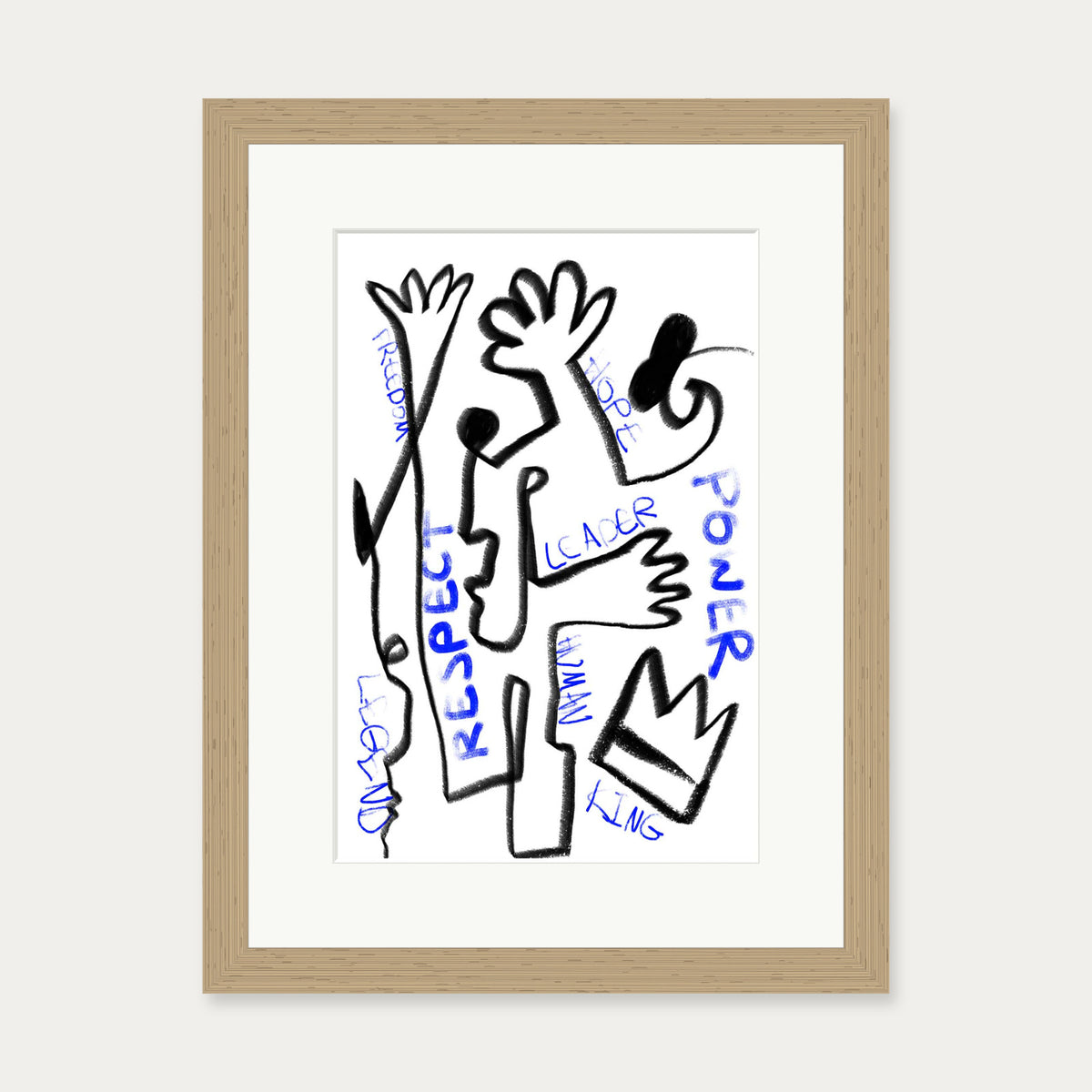 Homage To Basquiat Art Print — 30 x 40 cm — Oak Frame