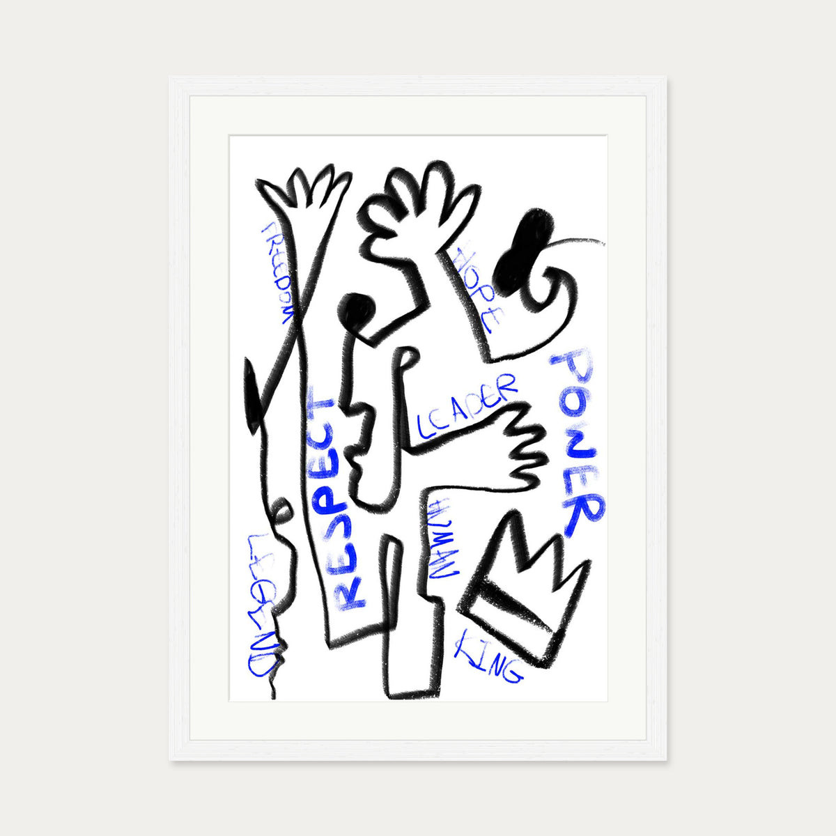 Homage To Basquiat Art Print — 50 x 70 cm — White Frame
