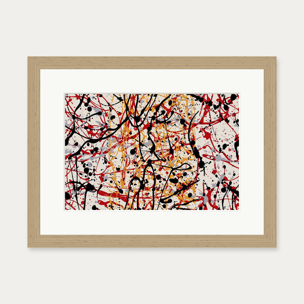 Homage To Pollock Art Print — 30 x 40 cm — Oak Frame