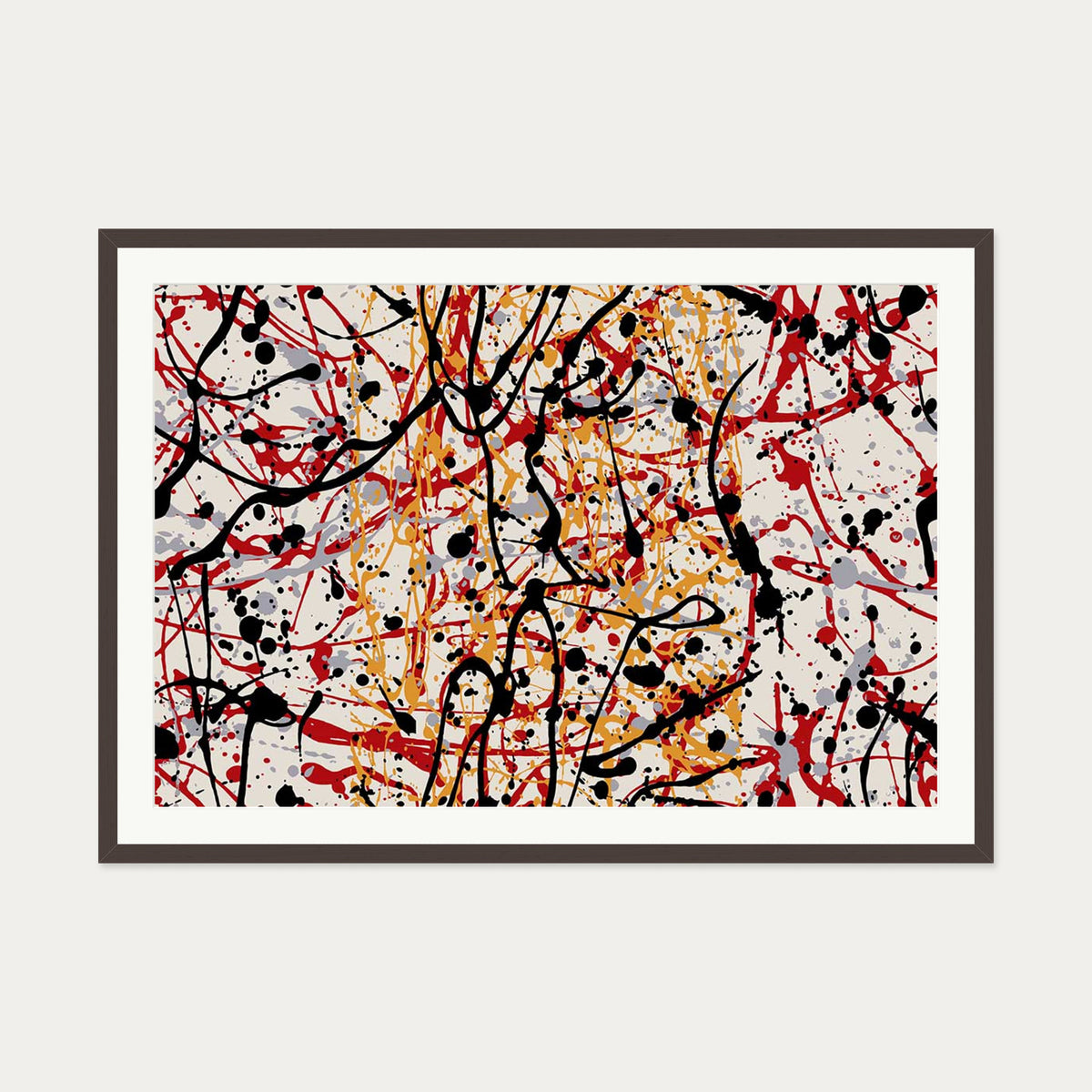 Homage To Pollock Art Print — 70 x 100 cm — Brown Frame