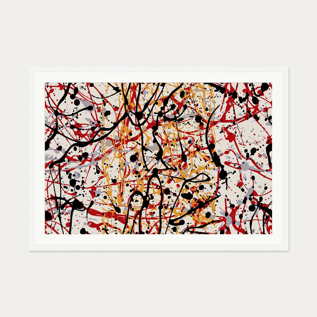 Homage To Pollock Art Print — 70 x 100 cm — White Frame