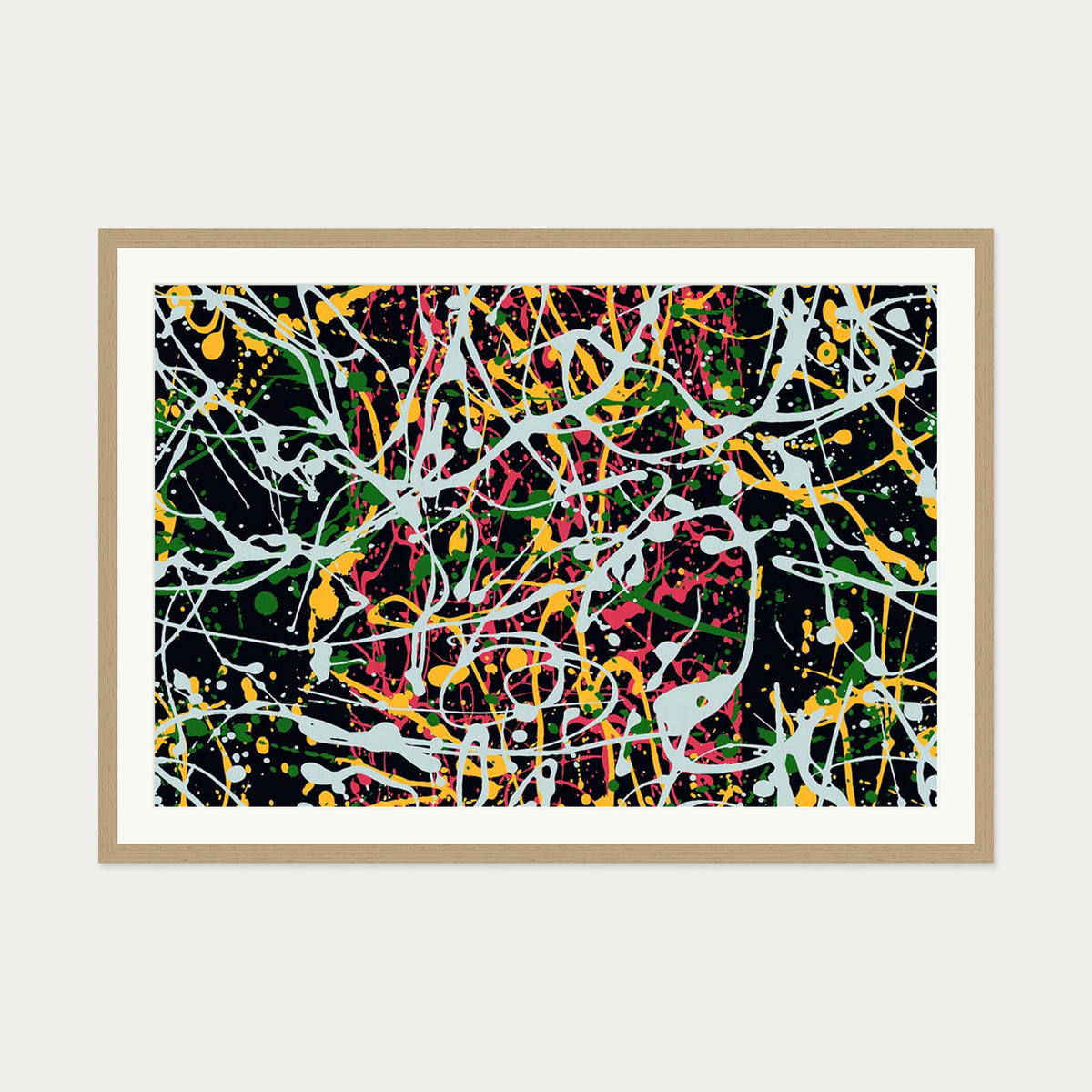 Homage To Pollock II Art Print — 70 x 100 cm — Oak Frame