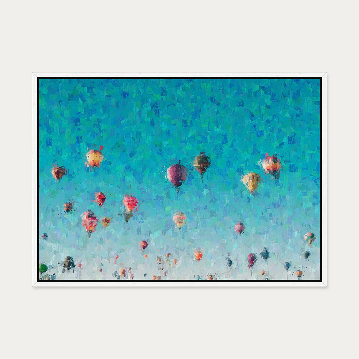 Hot Air Balloons Canvas Art — 50 x 70 cm — White Frame