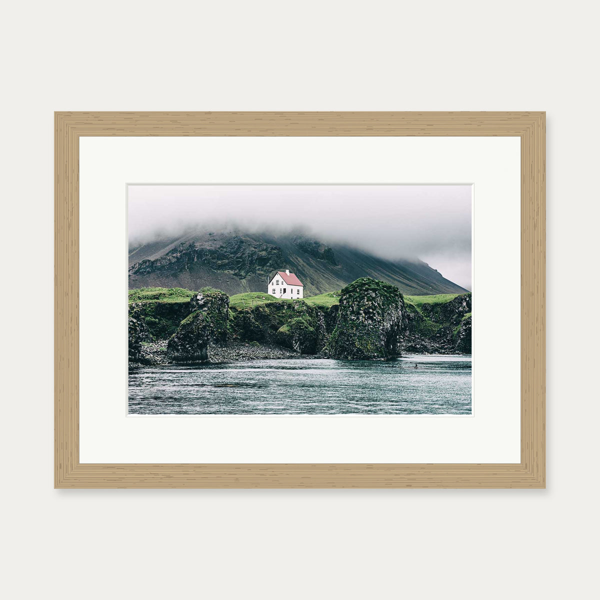 House On The Shore Wall Art Print — 30 x 40 cm — Oak Frame