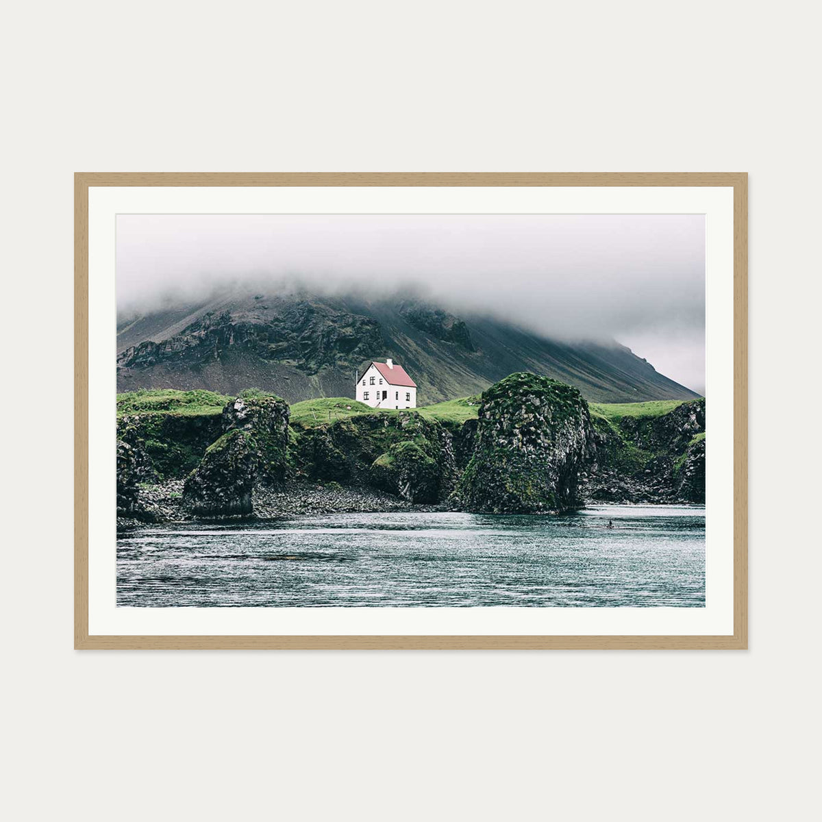 House On The Shore Wall Art Print — 70 x 100 cm — Oak Frame