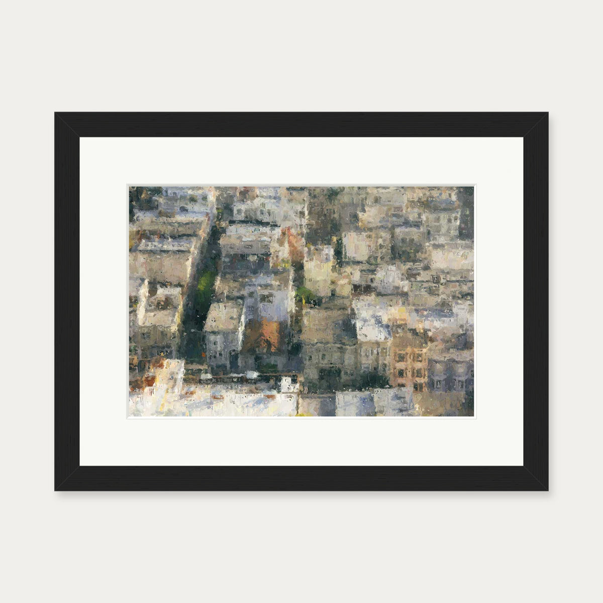 Impressionist City Rooftops Art Print — 30 x 40 cm — Black Frame