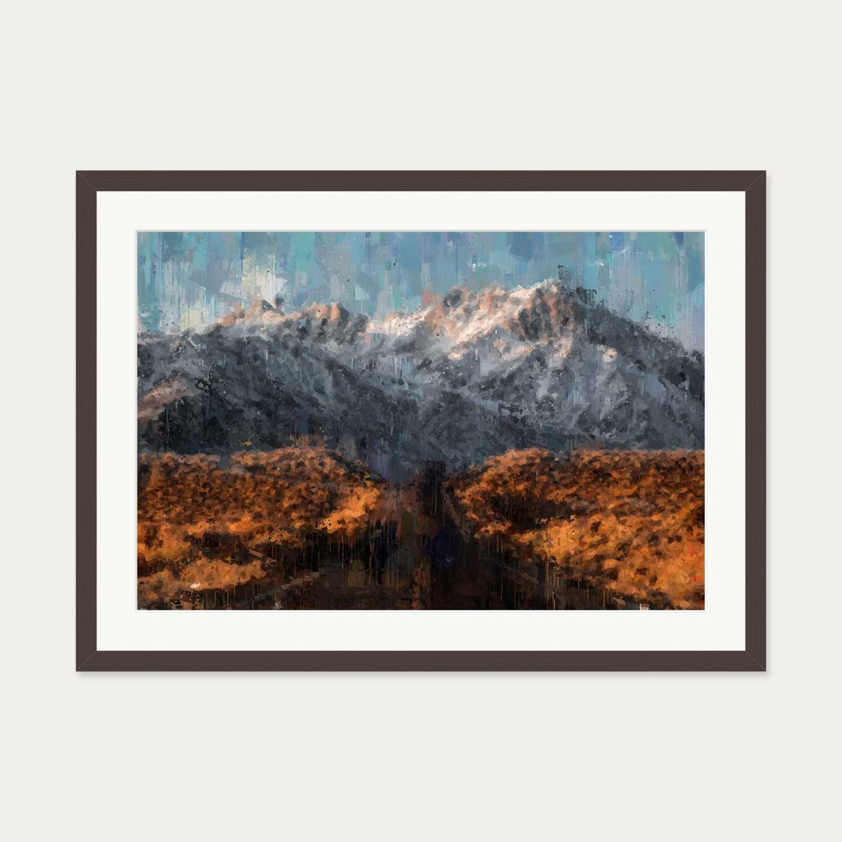 Impressionist Landscape Art Print — 50 x 70 cm — Brown Frame