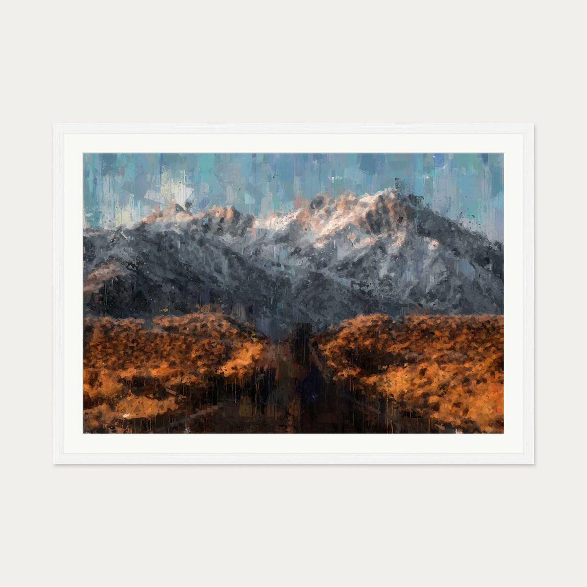 Impressionist Landscape Art Print — 70 x 100 cm — White Frame