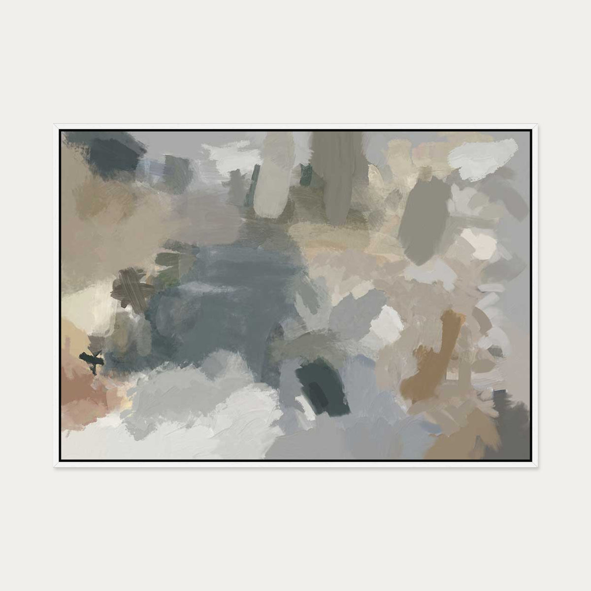 Impressionist Neutral Mood Canvas Art — 70 x 100 cm — White Frame