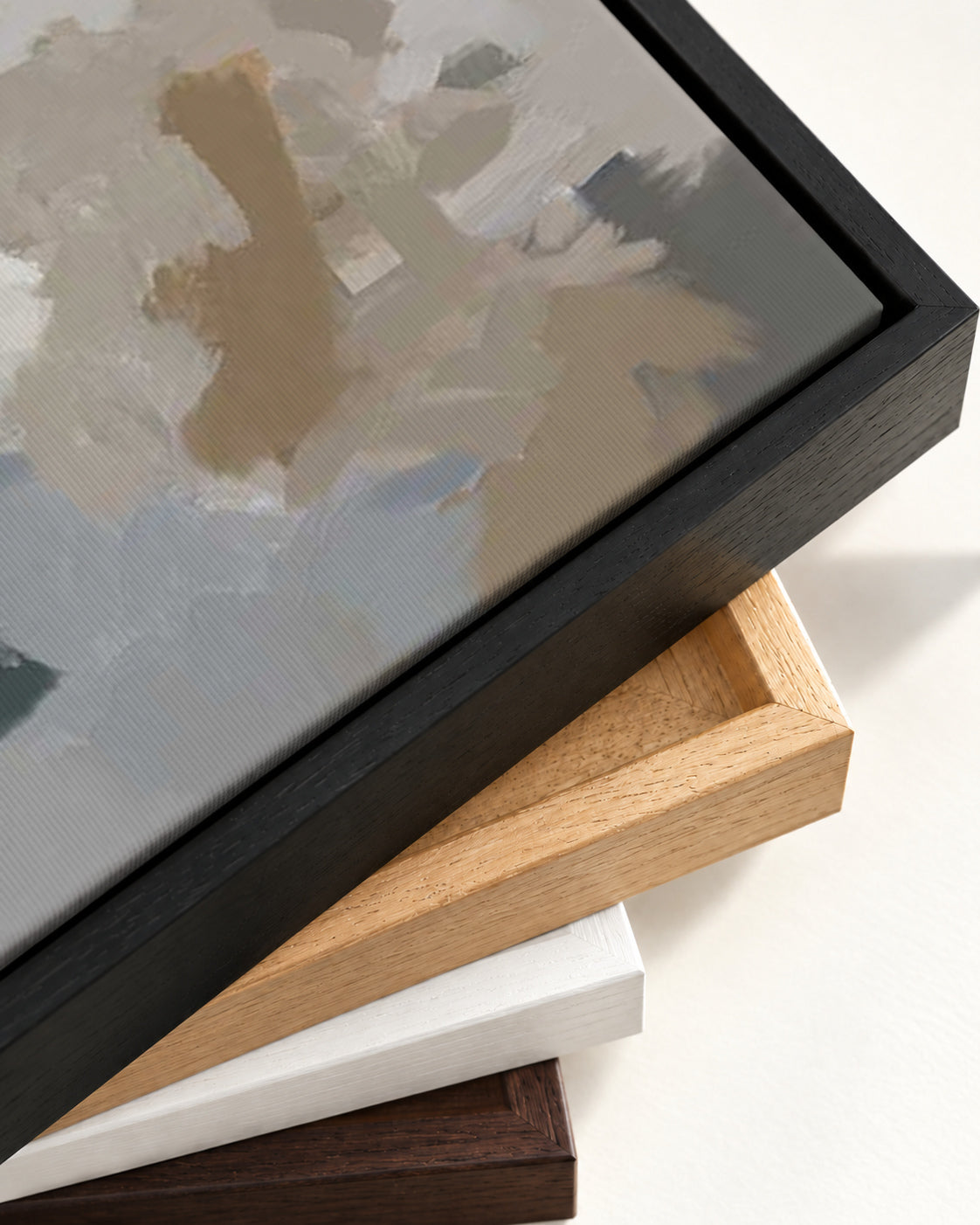 Impressionist Neutral Mood Canvas Art — framed canvas corner and wrapped canvas detail