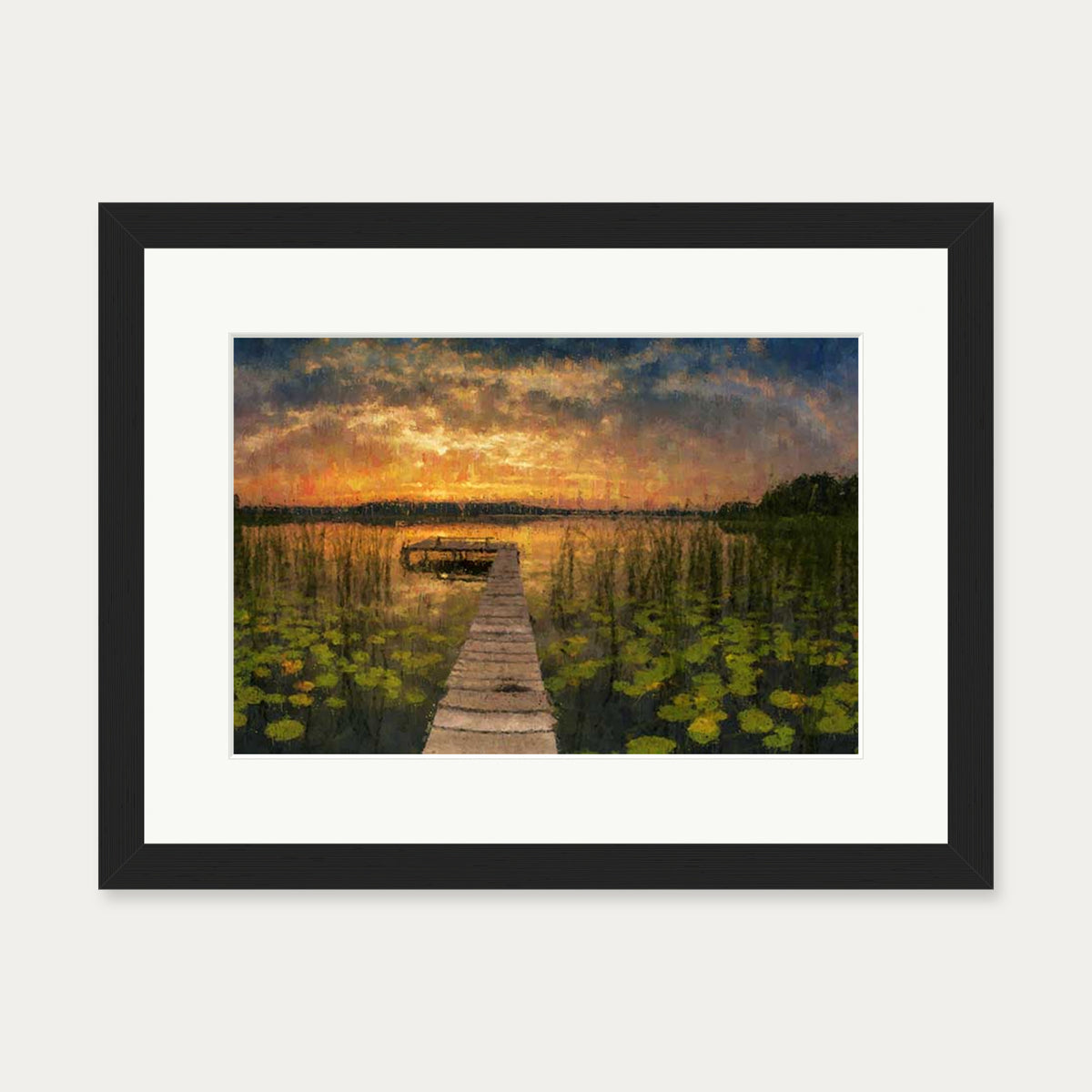 Impressionist Sunset Everglades Art Print — 30 x 40 cm — Black Frame