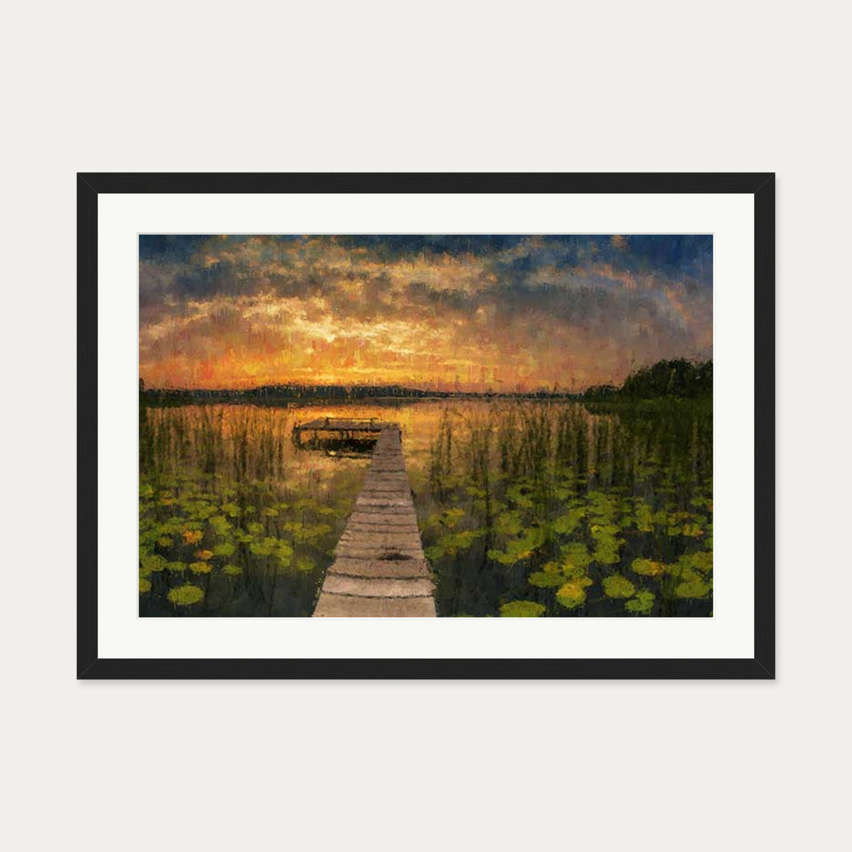 Impressionist Sunset Everglades Art Print — 50 x 70 cm — Black Frame
