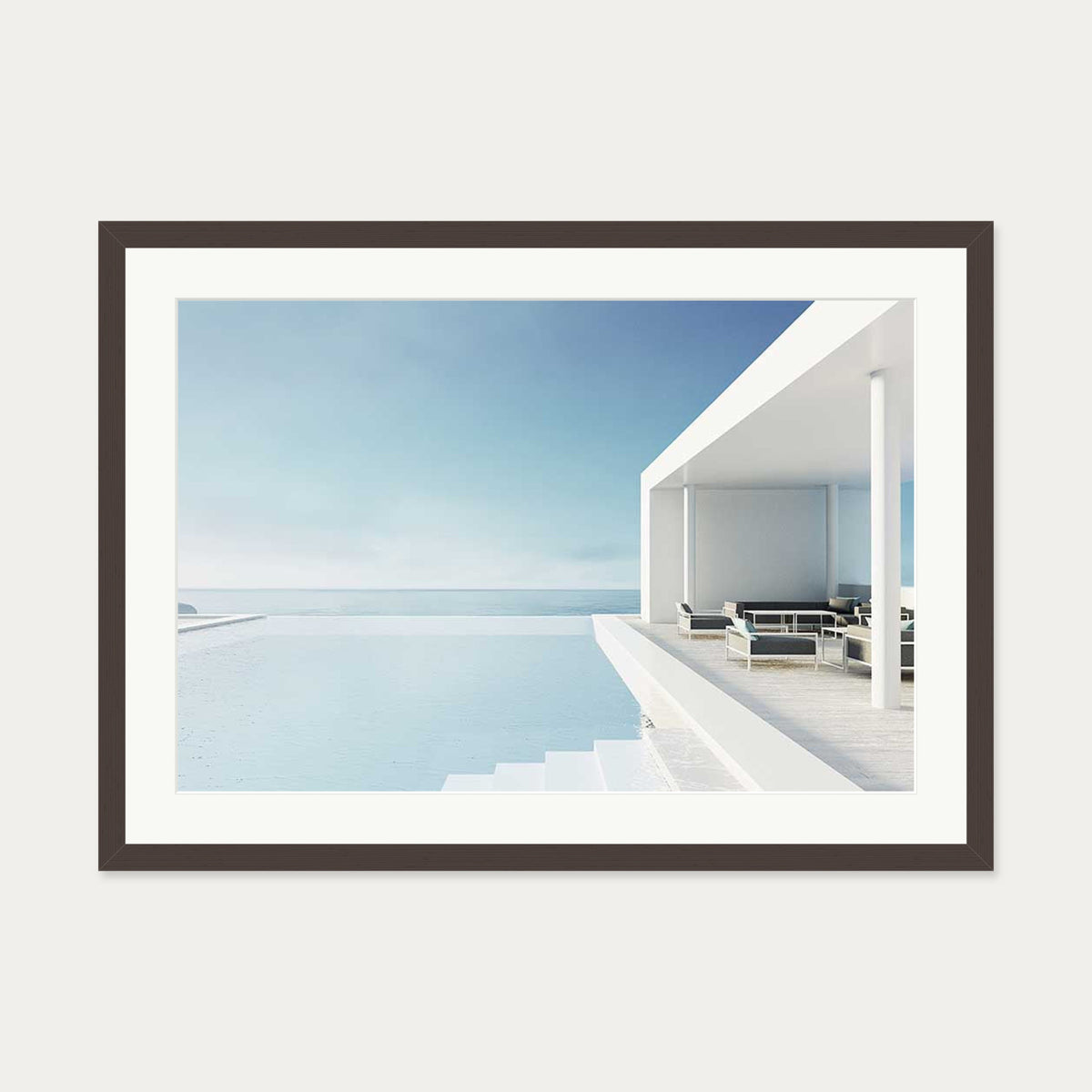 Infinity Pool Wall Art Print — 50 x 70 cm — Brown Frame