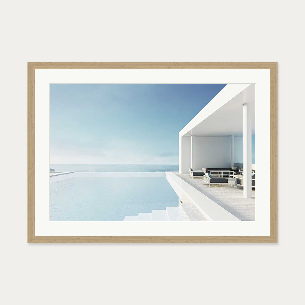 Infinity Pool Wall Art Print — 50 x 70 cm — Oak Frame