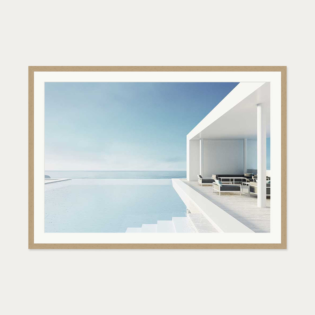 Infinity Pool Wall Art Print — 70 x 100 cm — Oak Frame