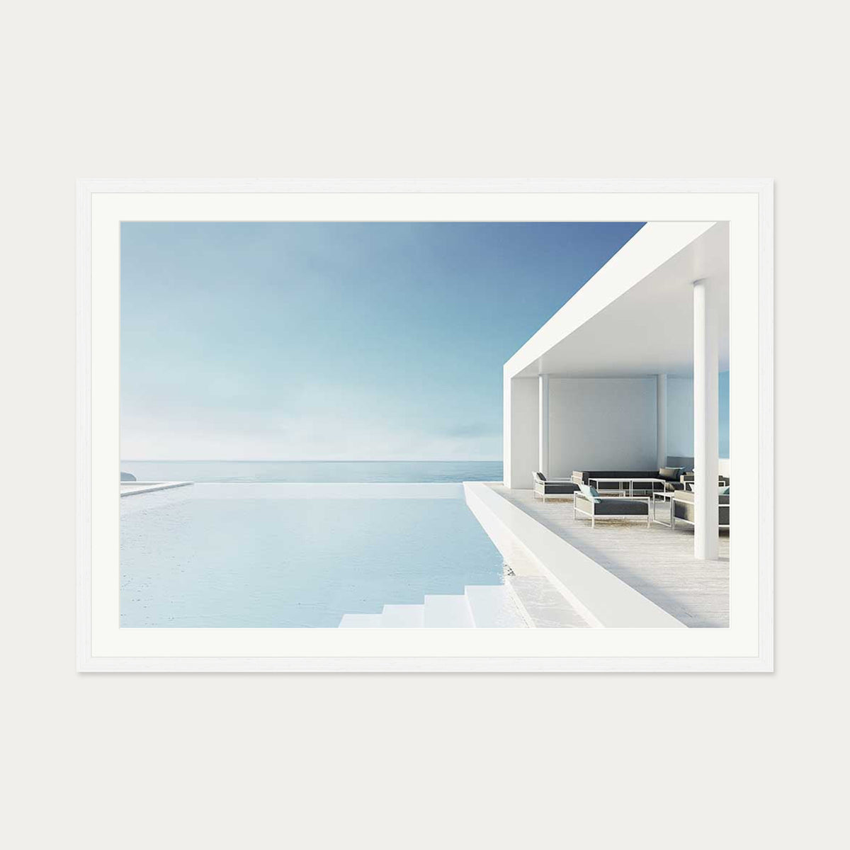Infinity Pool Wall Art Print — 70 x 100 cm — White Frame