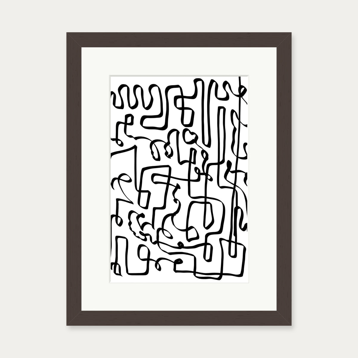 Into the Maze Abstract Art Print — 30 x 40 cm — Brown Frame