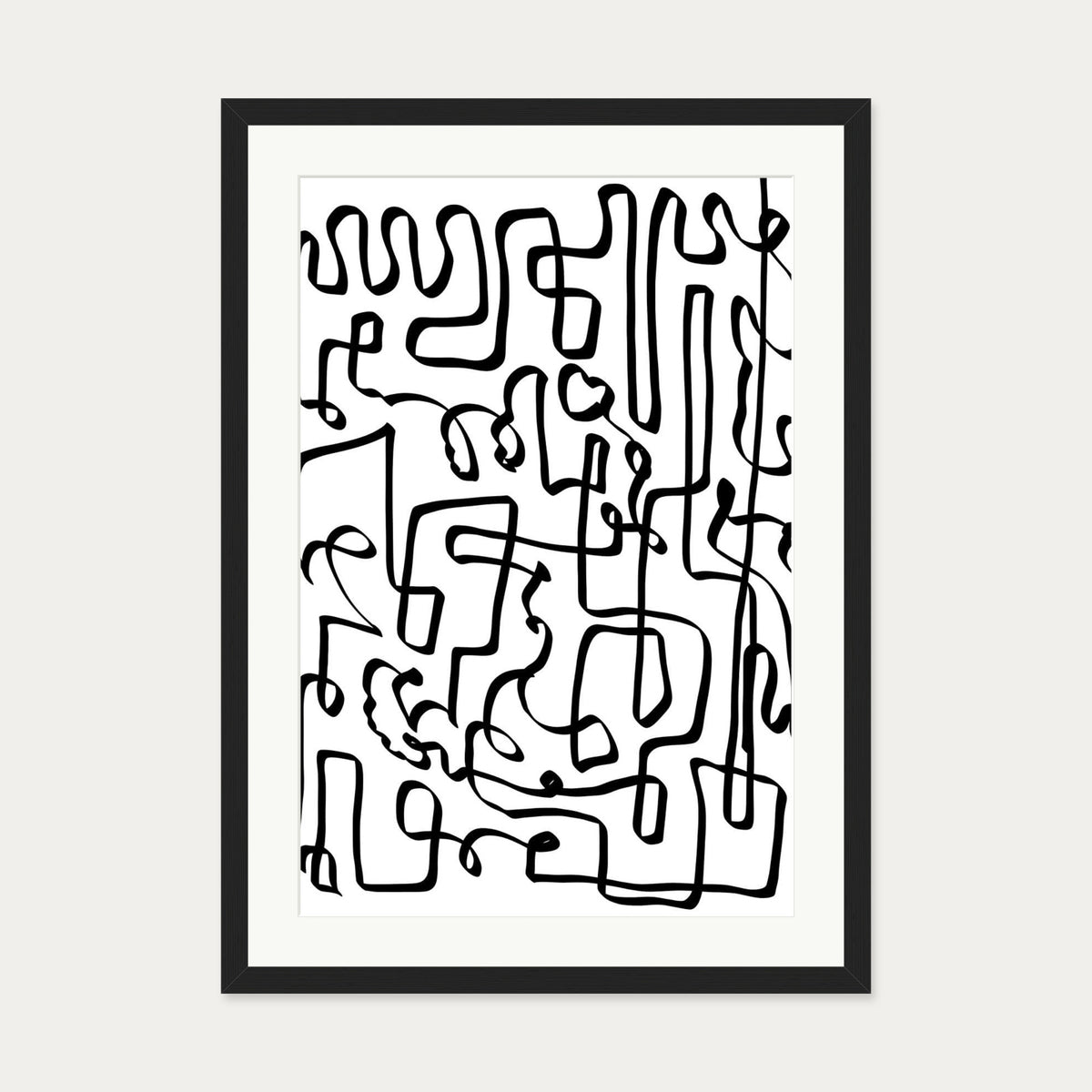 Into the Maze Abstract Art Print — 50 x 70 cm — Black Frame