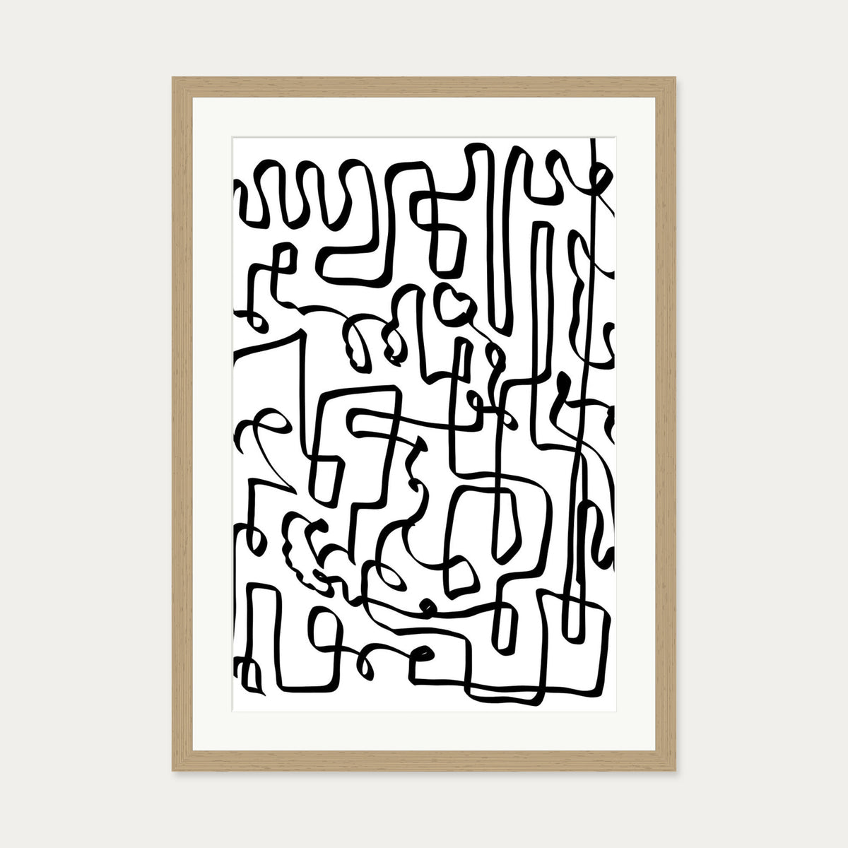 Into the Maze Abstract Art Print — 50 x 70 cm — Oak Frame
