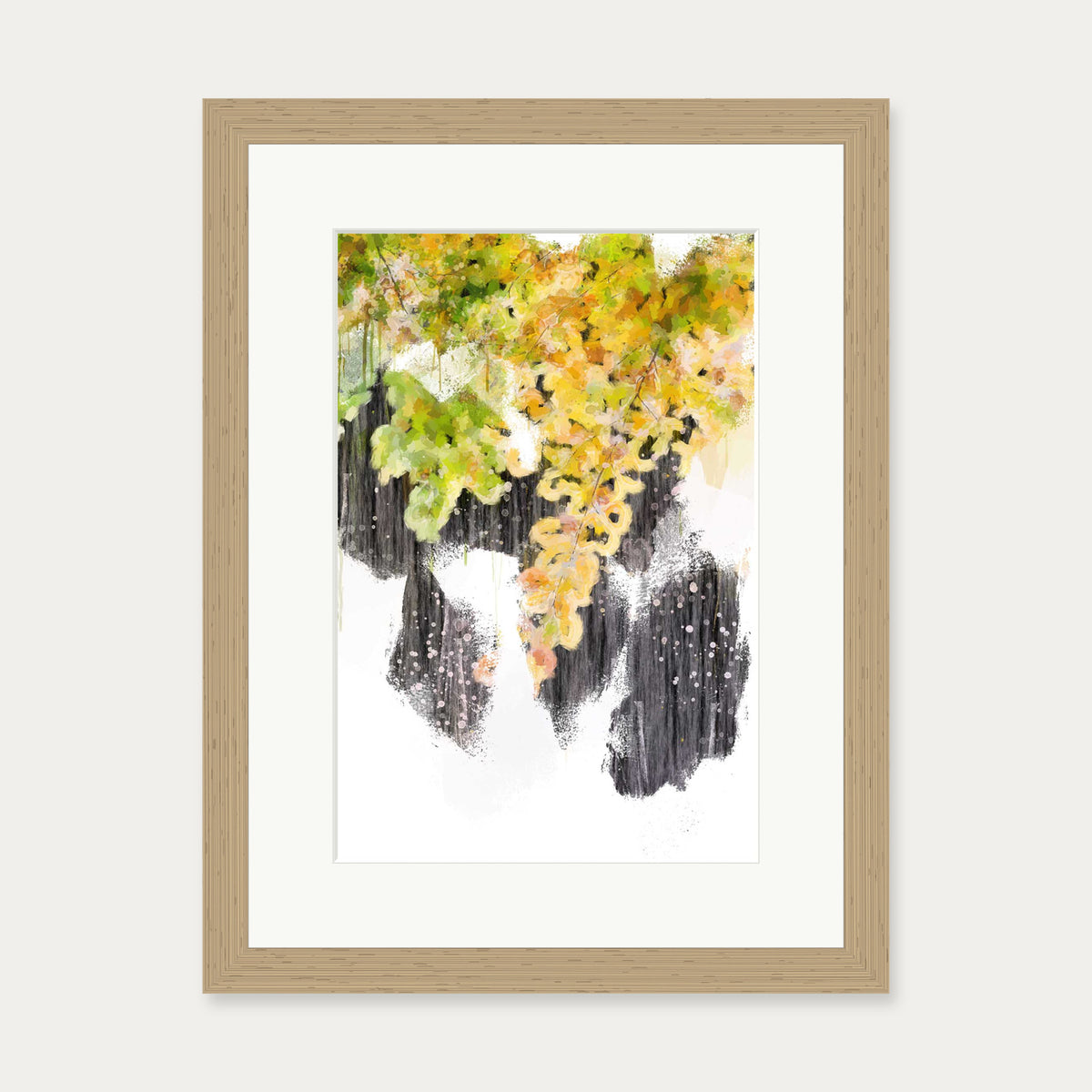 Japanese Botanical Art Print — 30 x 40 cm — Oak Frame