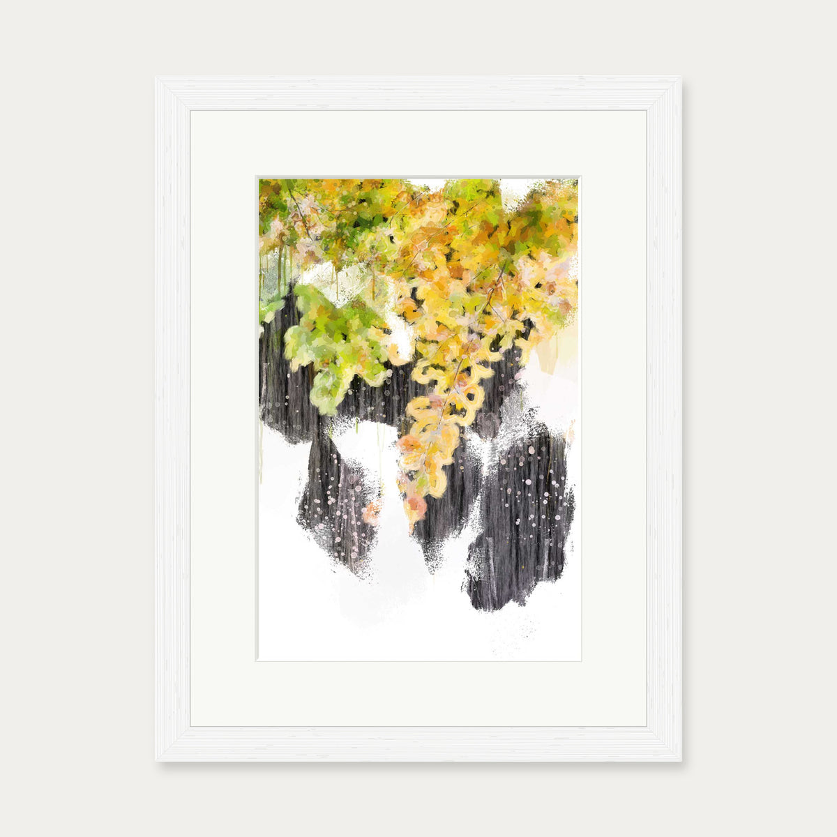 Japanese Botanical Art Print — 30 x 40 cm — White Frame